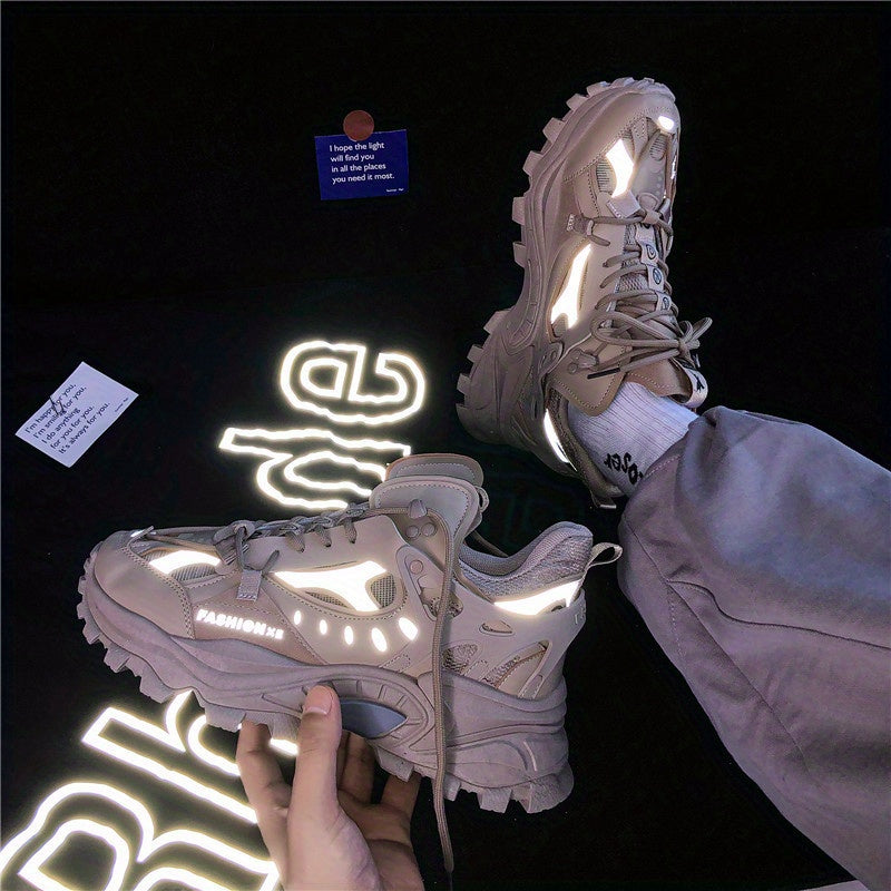 [1 Pair Men'S Cloud Pattern Sneakers] Round Toe Lace-Up  Athletic Sneakers, Sports , Breathable Fabric