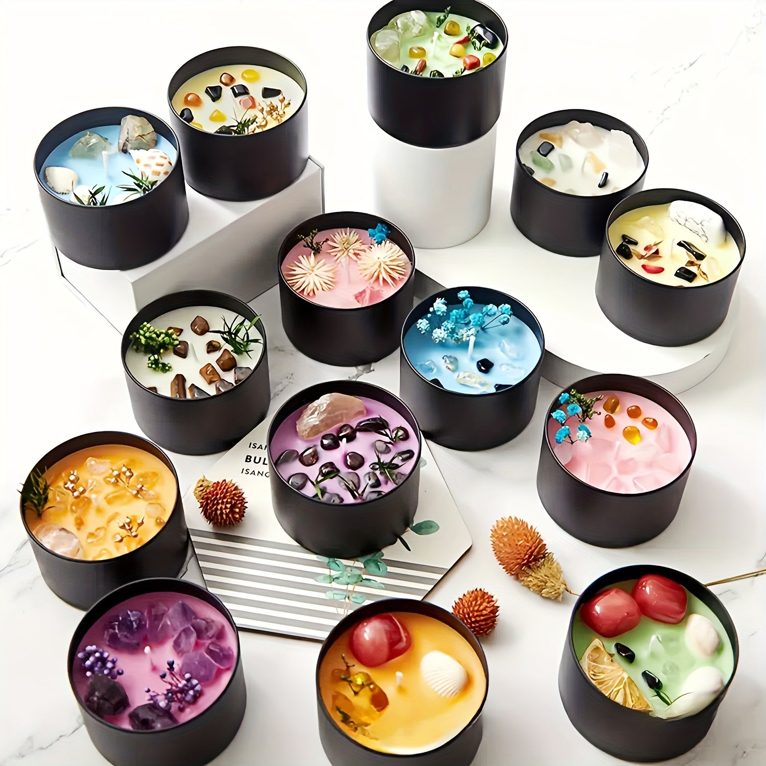 1pc of Scented Crystal Candles Made from Natural Soy Wax, 8Oz Natural Stone Candles, Ideal for Holiday Gifts, The Perfect Option for Thanksgiving And Christmas Decorations