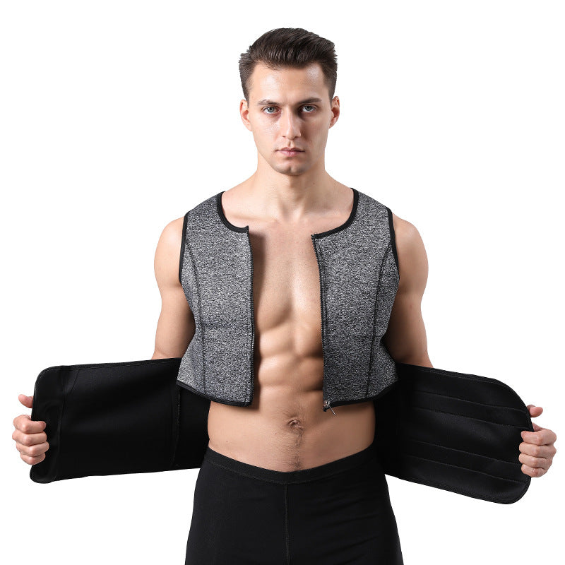 TKPARK Men's Adjustable Compression Tank Top & Waist Trainer - High-Elasticity Workout Shirt