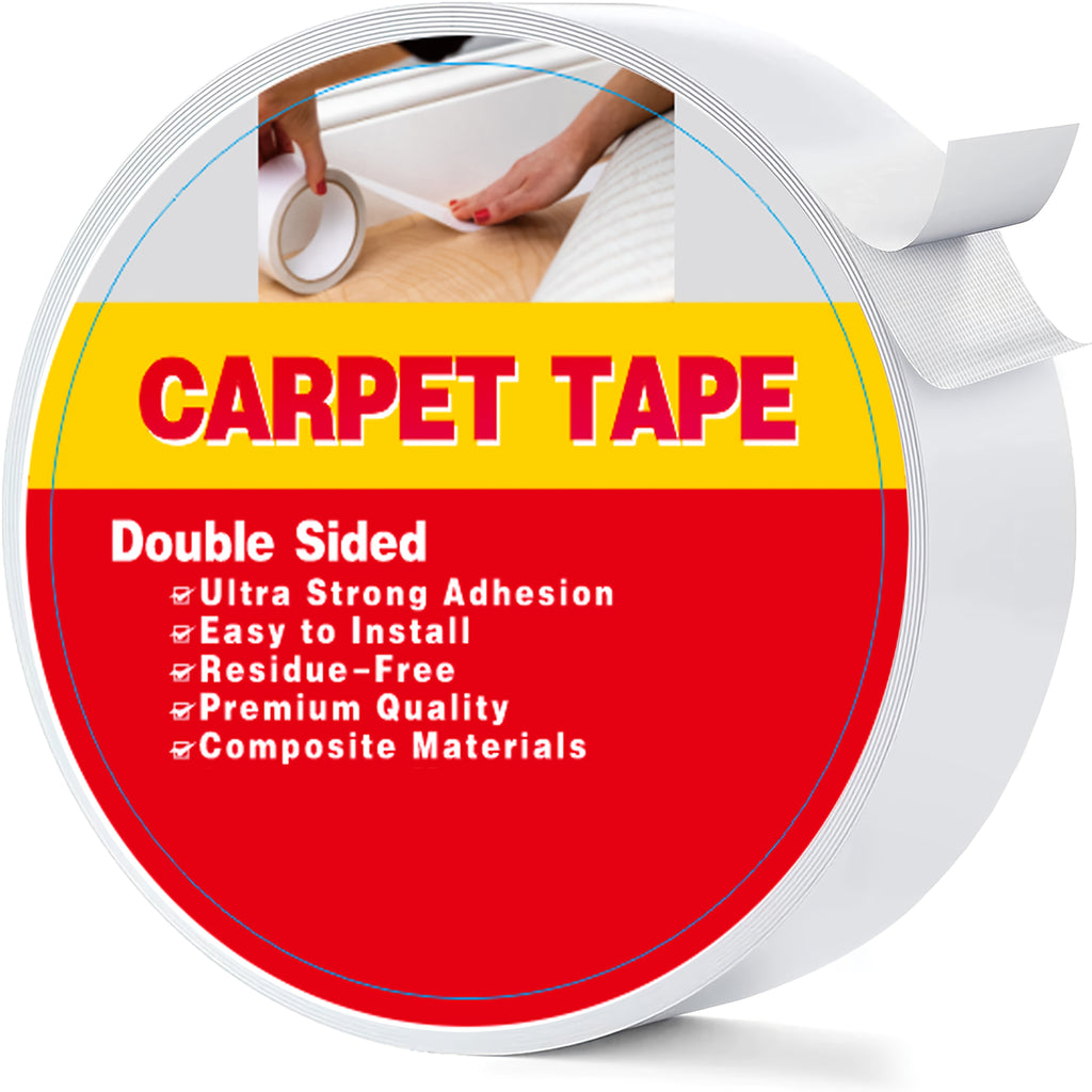 Heavy-Duty Double-Sided Tape, Carpet Tape 1.89 Inches X 10 Yards, Strong Adhesive, Removable, Suitable for Floors, Indoor/Outdoor Carpets, Laminate, Area Rugs, Stair Carpets, Bathroom Rugs, Mats, Carpet Tiles, Kitchen Carpets