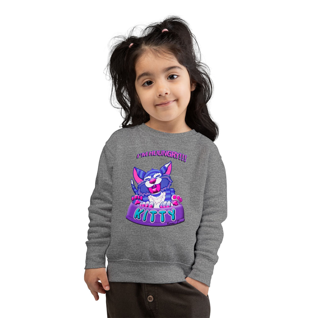 Toddler Sweatshirt — Cute 'I'M HUUUNGRY!!' Kitty Graphic Pullover