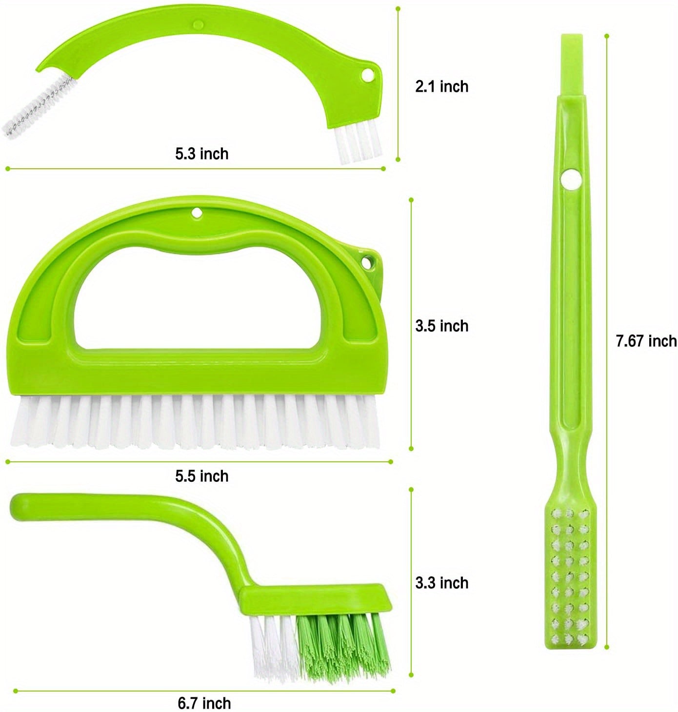 4pcs Grout Cleaning Brush Set with Handle - Durable Nylon & Food-Grade PP, R