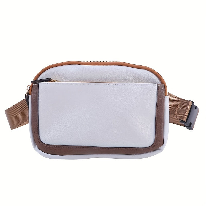 Mini Cute Color Block Sling Bag, Lightweight Portable PU Leather Outdoor Sports Fitness Chest Bag