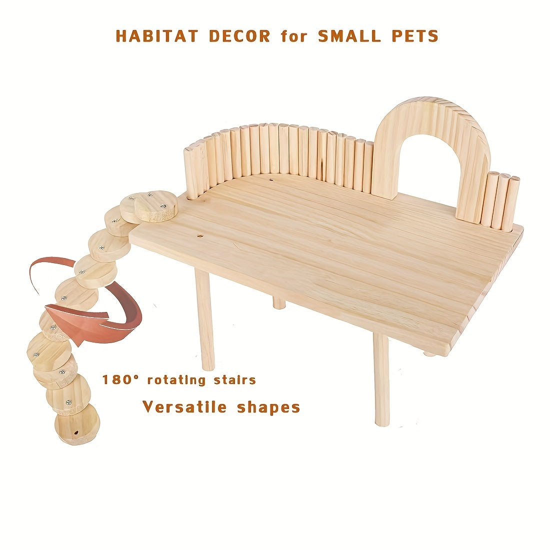 [With Ladders Wooden Hamster Platform] Premium Wooden Hamster Platform With Ladders And Chew Toys - Ideal Climbing Accessories For Hamsters, Mice, Gerbils