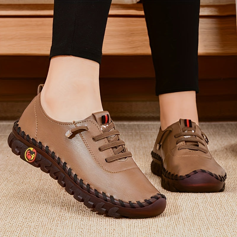 Women's / Round-Toe Flat Shoes with Spoils Accent - Casual Comfortable All-Season Sneakers, PVC Sole & Soft, Breathable for Square Dance, Casual Attire -  Upper (North America/Europe Style)