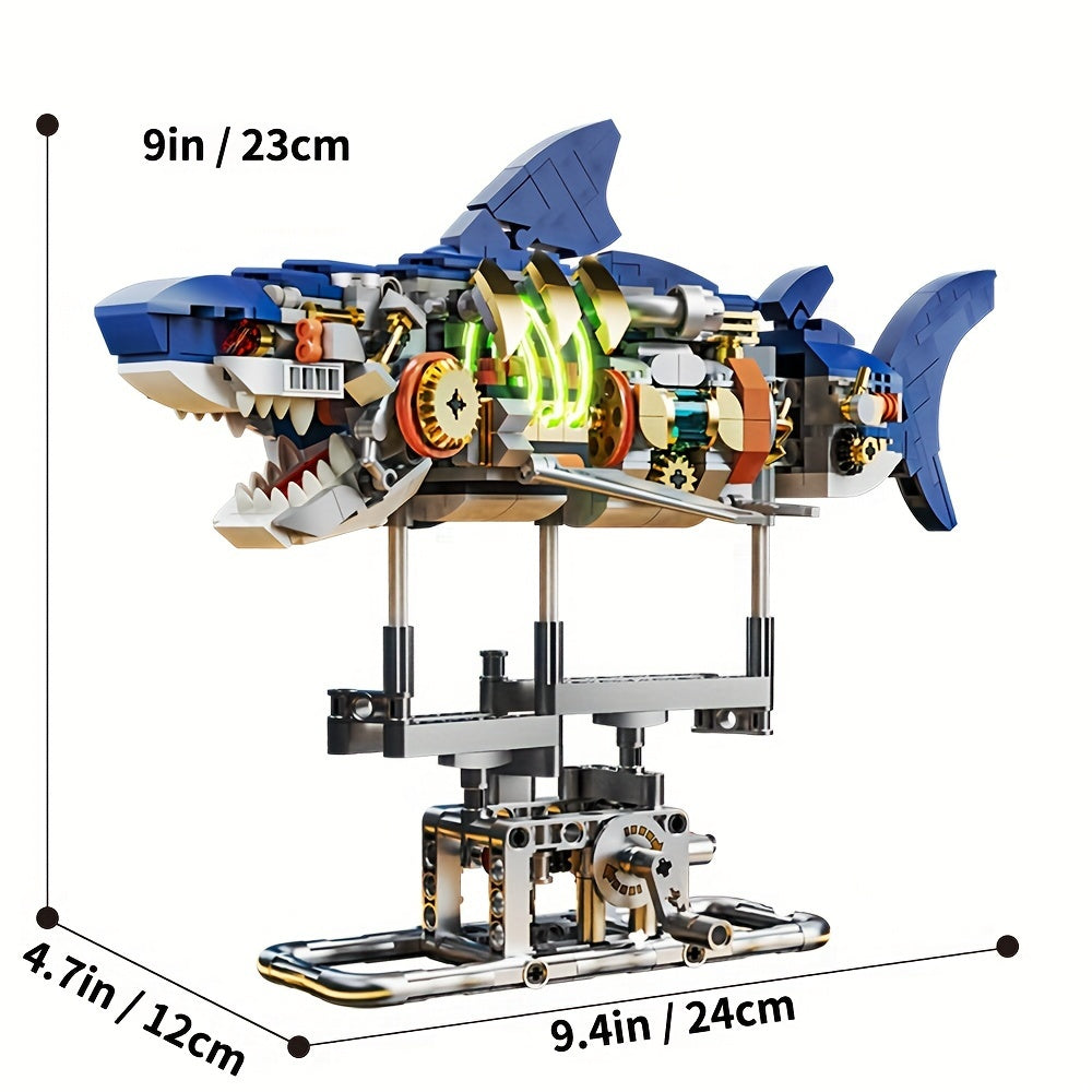 Ideas Shark Sea Creatures Building Set, Marine Animal Building Blocks Toys With Display Stand And Light, STEM Toys For Adults Crossing Ocean Lovers, 687pcs Christmas, Halloween Gift