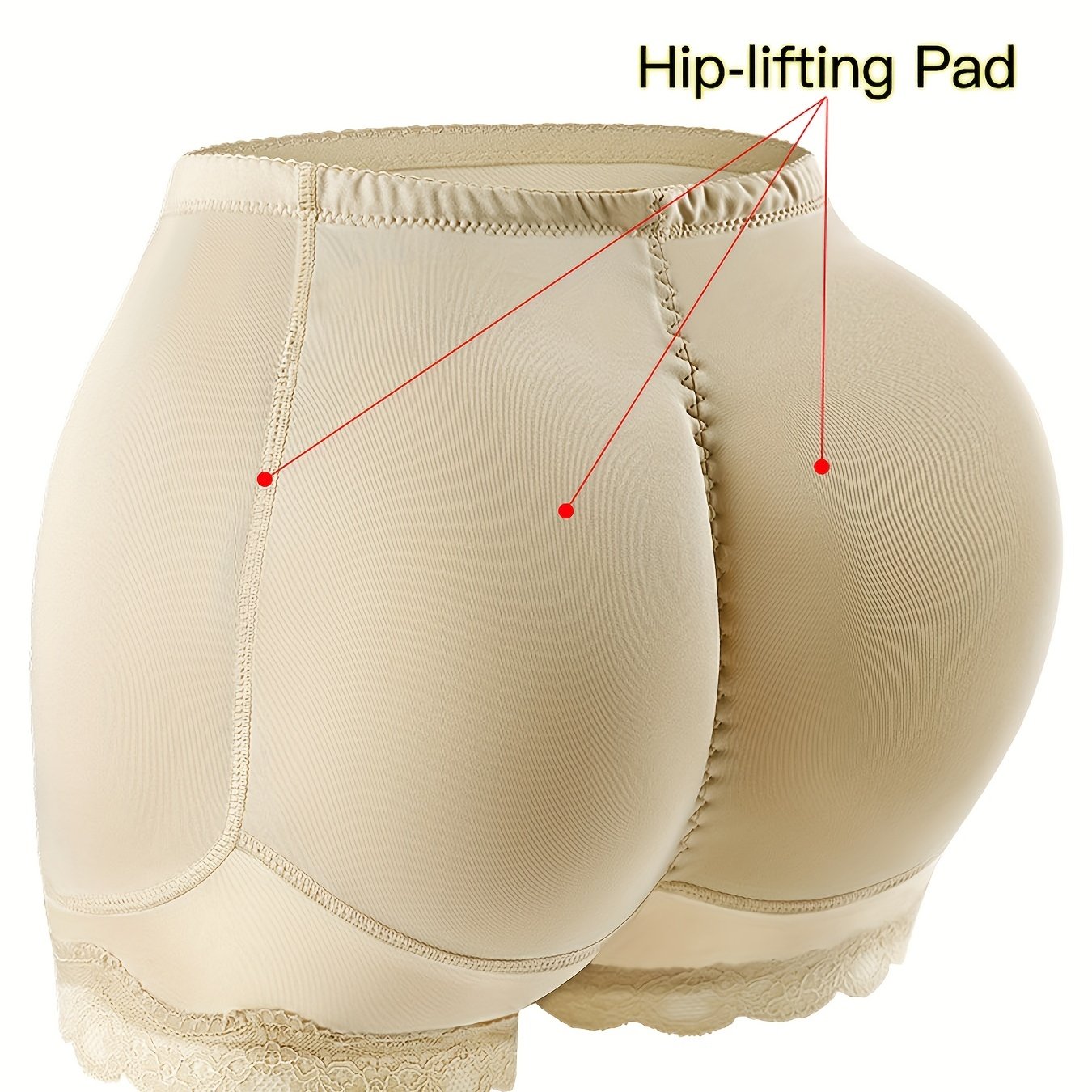 Comfortable Lace Trim Control Panties with Butt Lifting Pads - Women's Intimate Boyshorts for a Flattering Figure