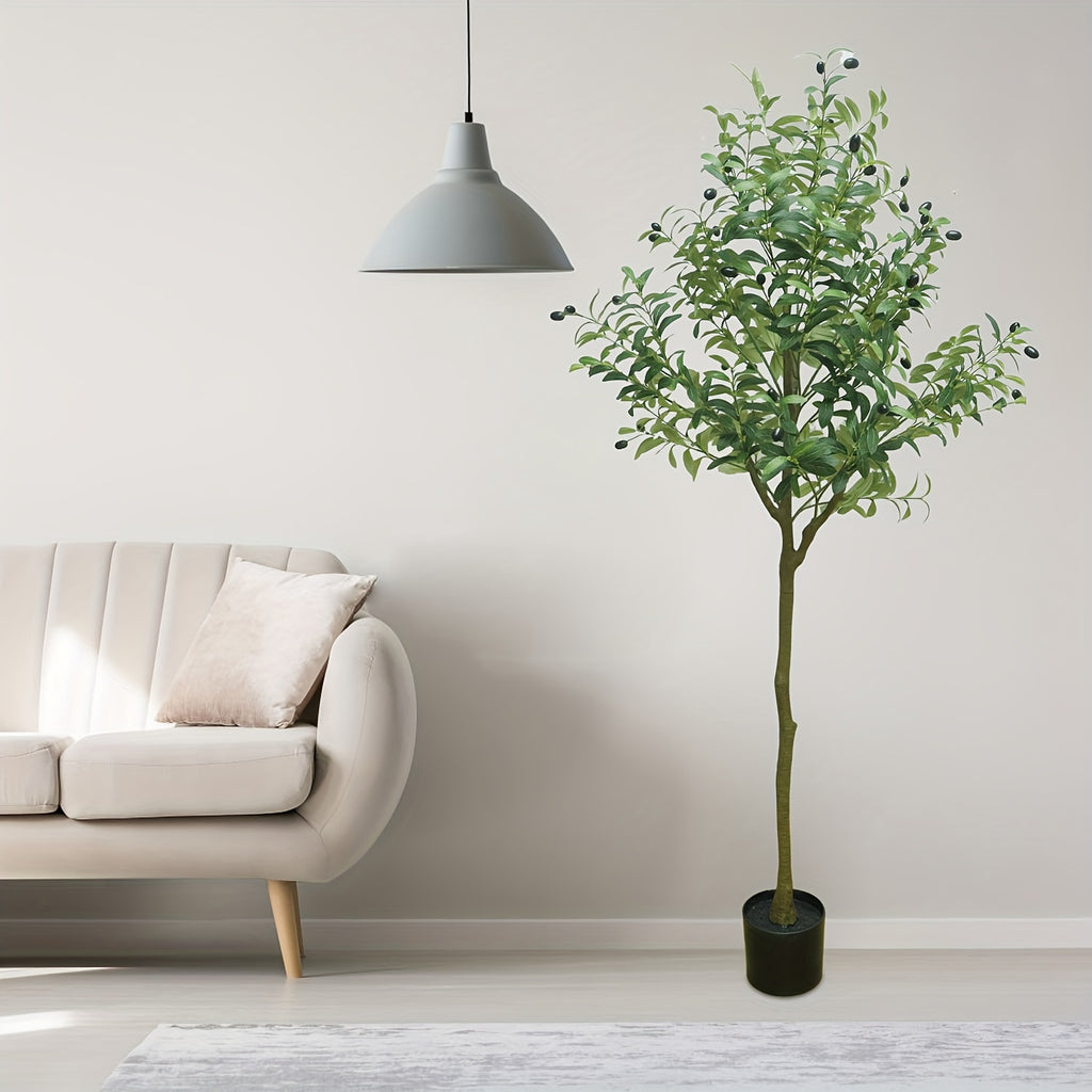 59in Artificial Olive Tree Faux Silk Plant Artificial Plants For Modern Living Room Floor Home Office Garden Store Decor Indoor Fake Potted Tree With Plastic Wood Trunk And Lifelike Fruits Perfect Housewarming Gift