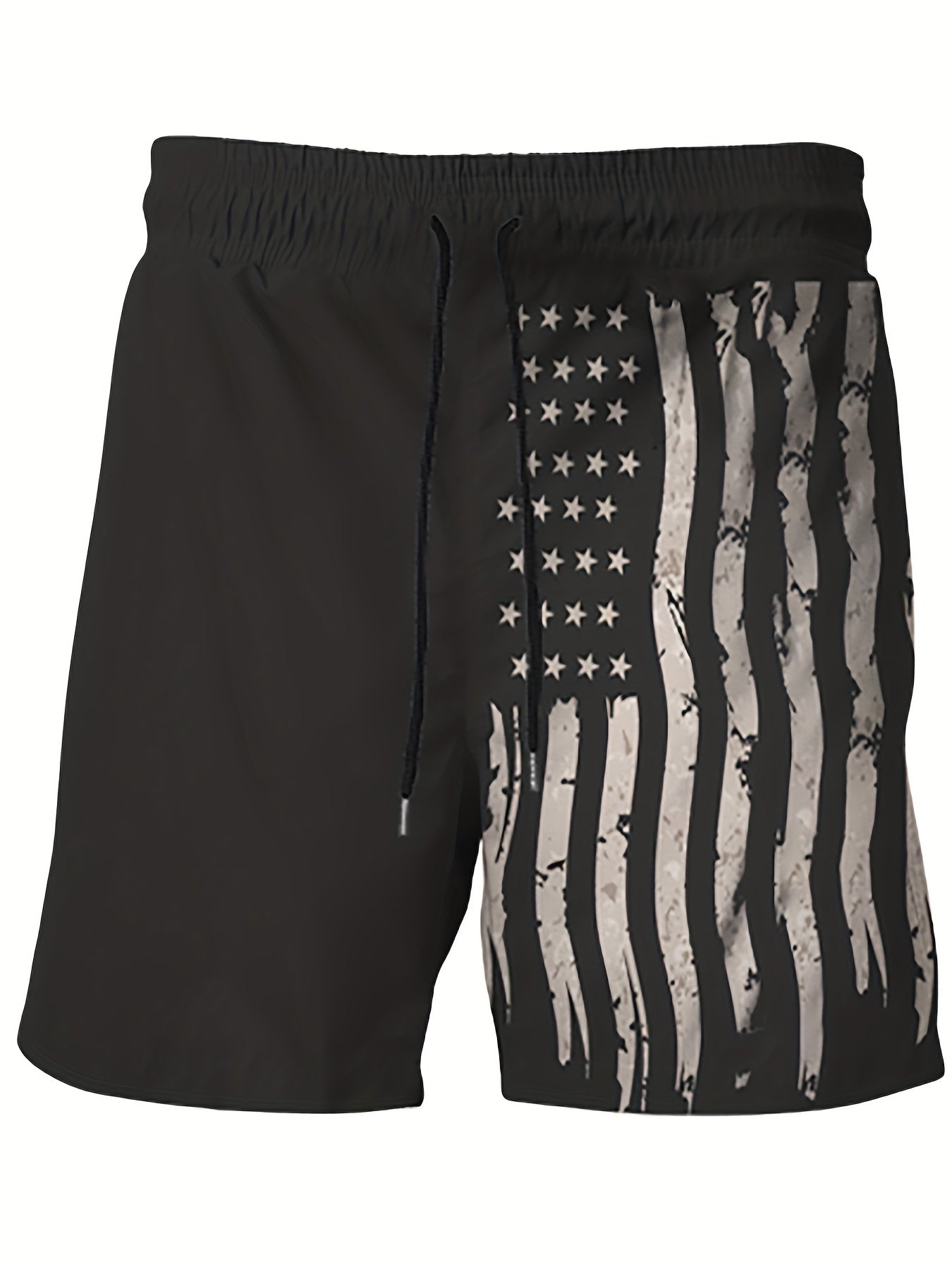 AMERICAN FLAG Graphic Plus Size Men's Beach Shorts Pants, Elastic Drawstring -  Holiday Sports Short Pants -  For Men -  Suitable for Summer, Beach, Vacation - Perfect Gift for Patriotic Men