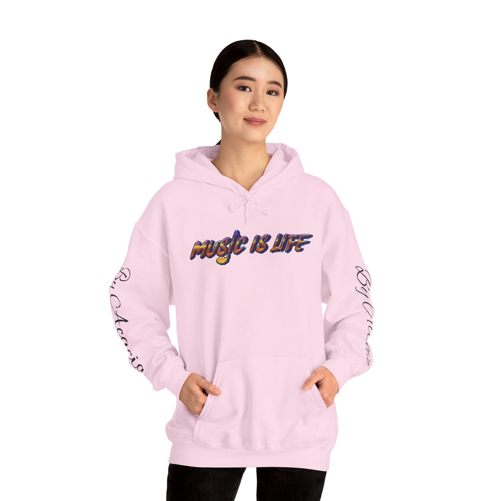 Music Is Life Hoodie — Colorful Watercolor Note Graphic Pullover