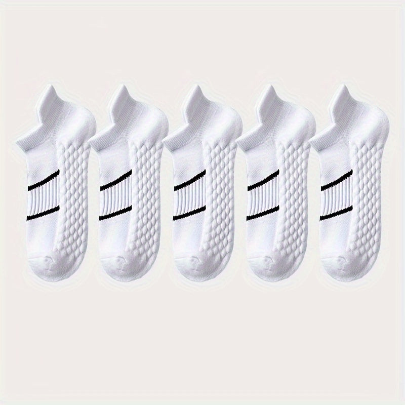 5 Pairs of Thin Mesh Men's Professional Sports Socks, Breathable Sweat-absorbing Anti-odor with Ear Lifting Heel Guard