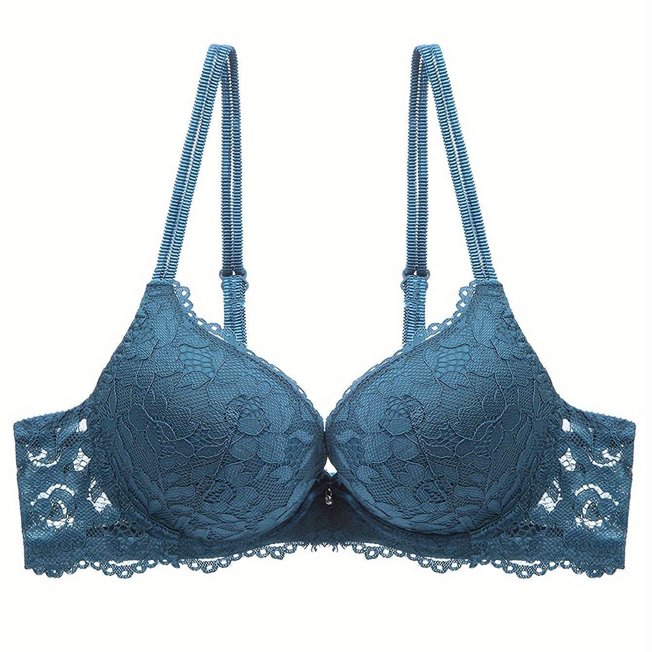 Lace Full Cup Bra | Medium Support, Underwire, Non-Removable Padding, Solid Color