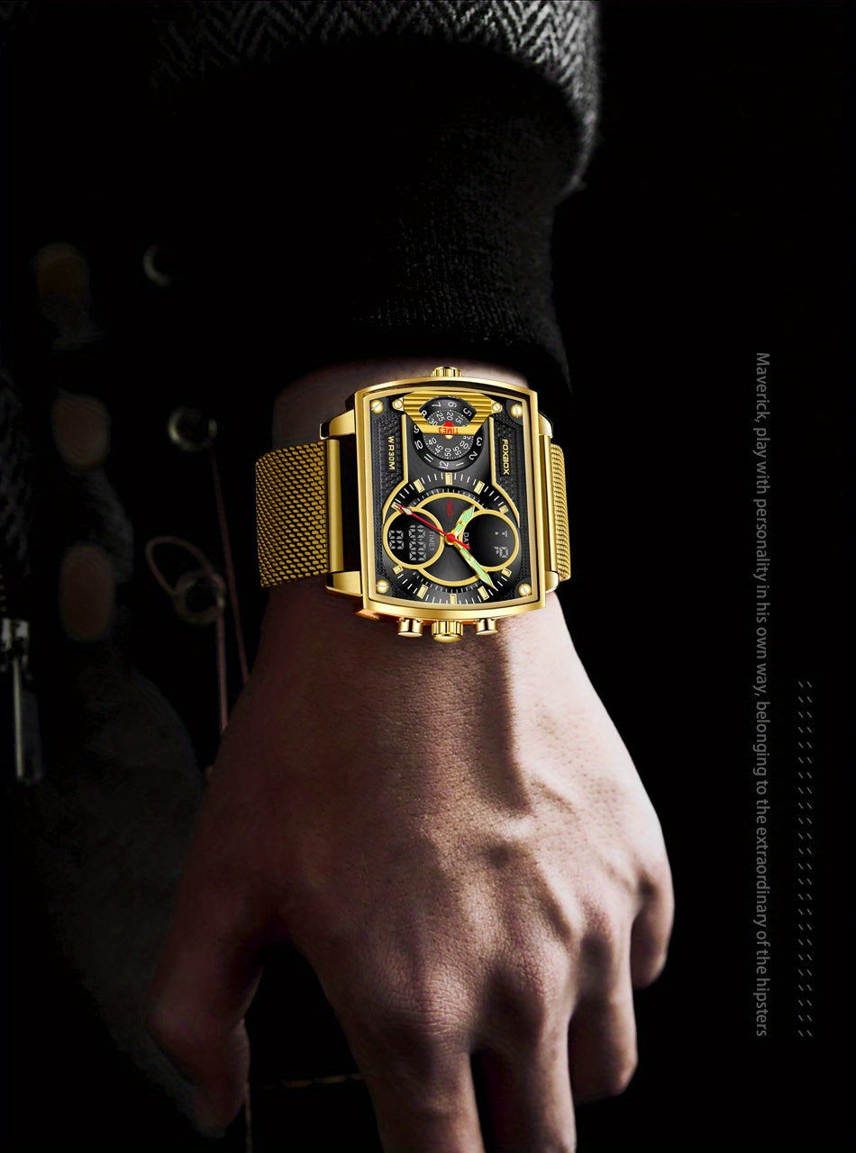 LIGE Men Watch FOXBOX Fashion Square Watch Sports Double Display Watch, Ideal Choice For Gifts