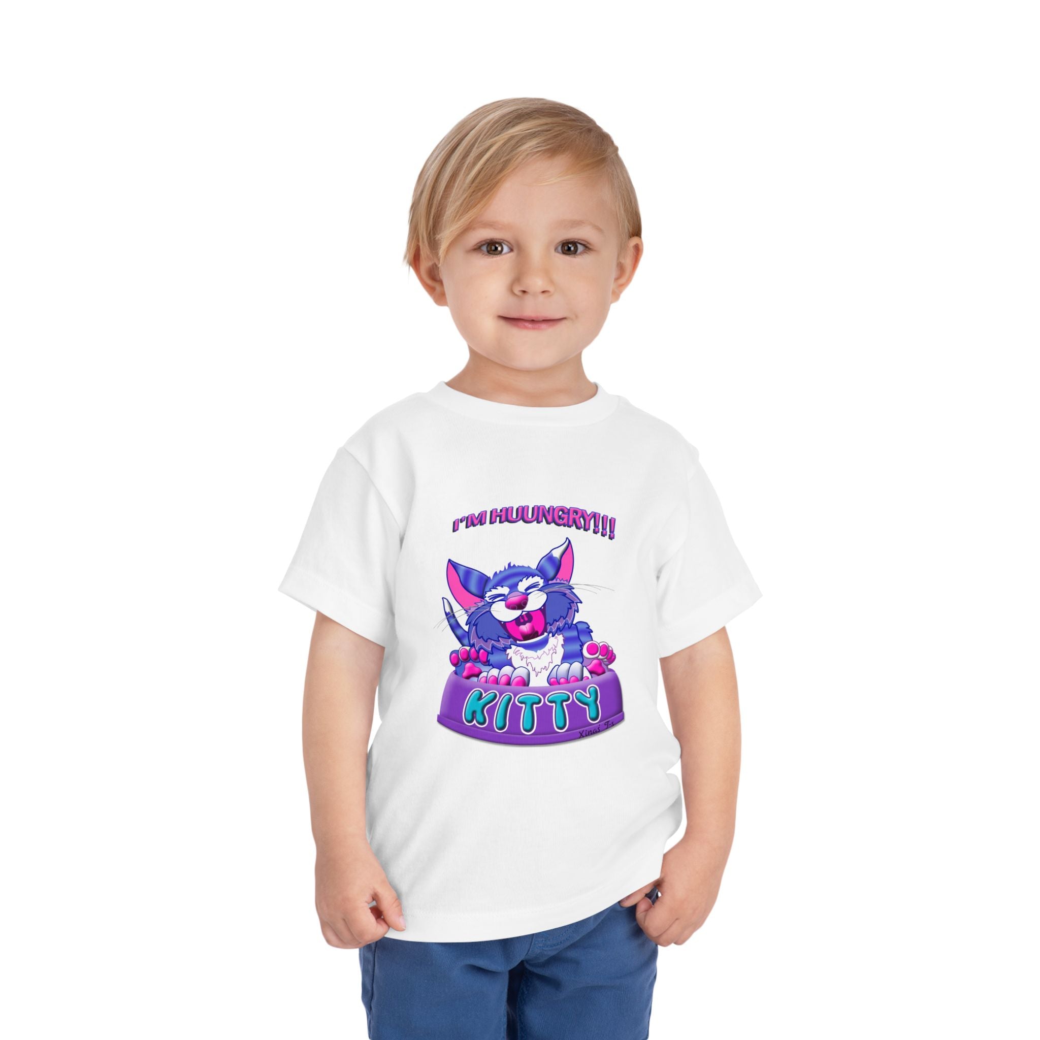 Toddler Tee — Playful 'Hungry Kitty' Cute Cartoon Cat Shirt for Kids