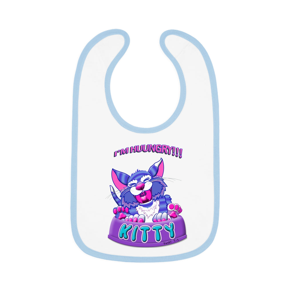 Baby Bib - "I'm Huuungry!! Kitty" Cute Cartoon Cat Feeding Bib, Newborn to Toddler