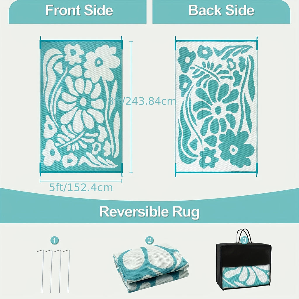 [Waterproof Outdoor Rug] Waterproof Plastic Straw Outdoor Rugs | Large Reversible Portable Outside Lightweight Area Rug For RV, Backyard, Balcony, Beach, Picnic