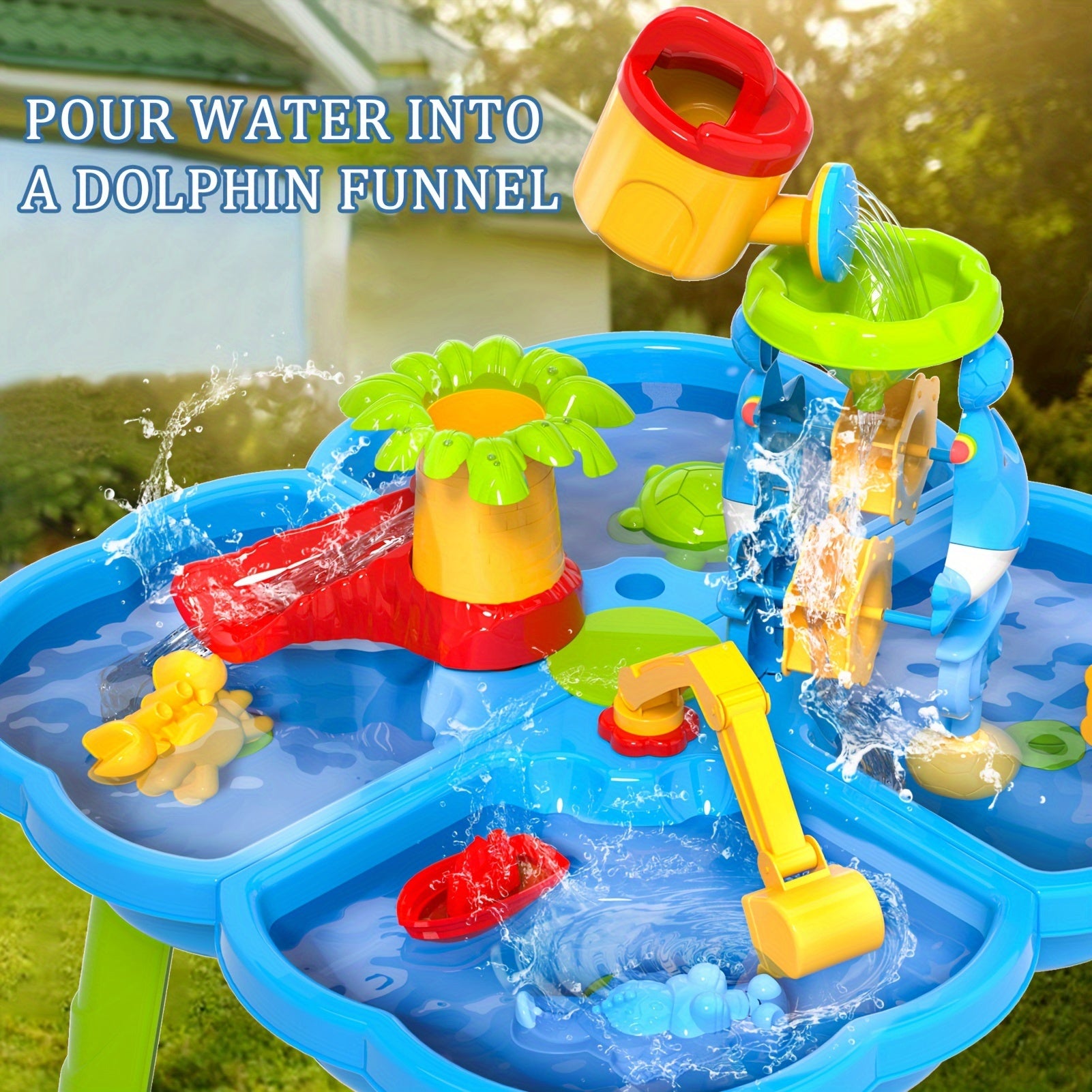 Water and Beach Four-leaf Clover Shape Table Toys, Summer Outdoor Activity for Youngsters Youngsters Boys and Girls