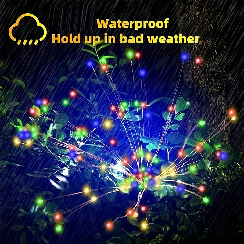 American Independence Day Celebration, Solar LED Fireworks Fairy Lights With 8 Working Modes, For Outdoor Garden Decoration, Yard Parties, Christmas, Weddings, Lawn Pathways