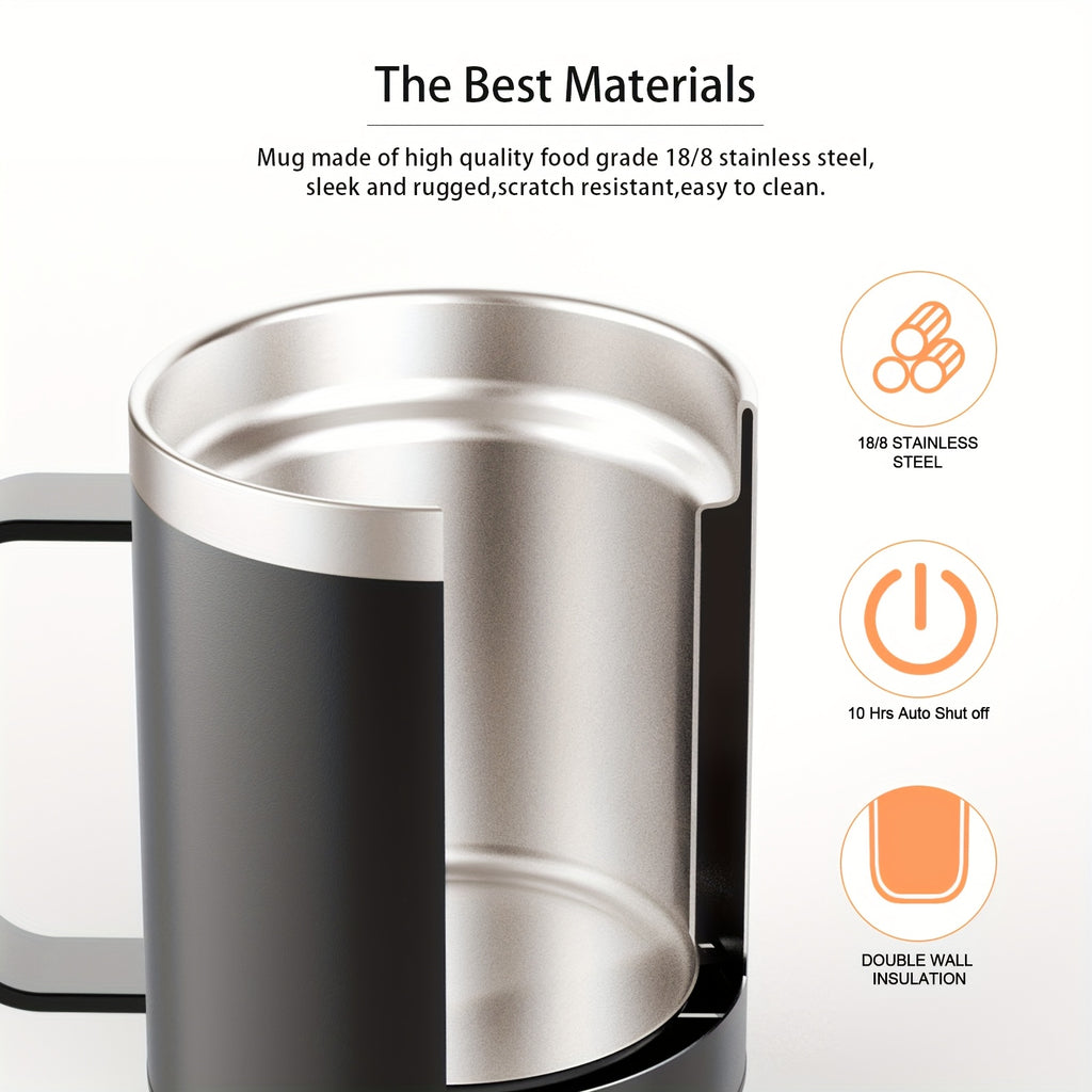 Coffee Mug Warmer Electric Set For Desk, Mug With Heating Base And Lid, Intelligent Coffee Mug For Heating Milk, Tea And Hot Chocolate, Keeps Up To 131°F/55°C