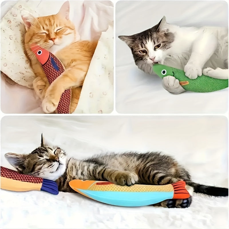 3 Pack Potaroma Cat Toys Saury Fish, Catnip Crinkle Sound Toys Soft and Durable, Interactive Cat Kicker Toys for Indoor Kitten Exercise 9.4 Inches for All Breeds