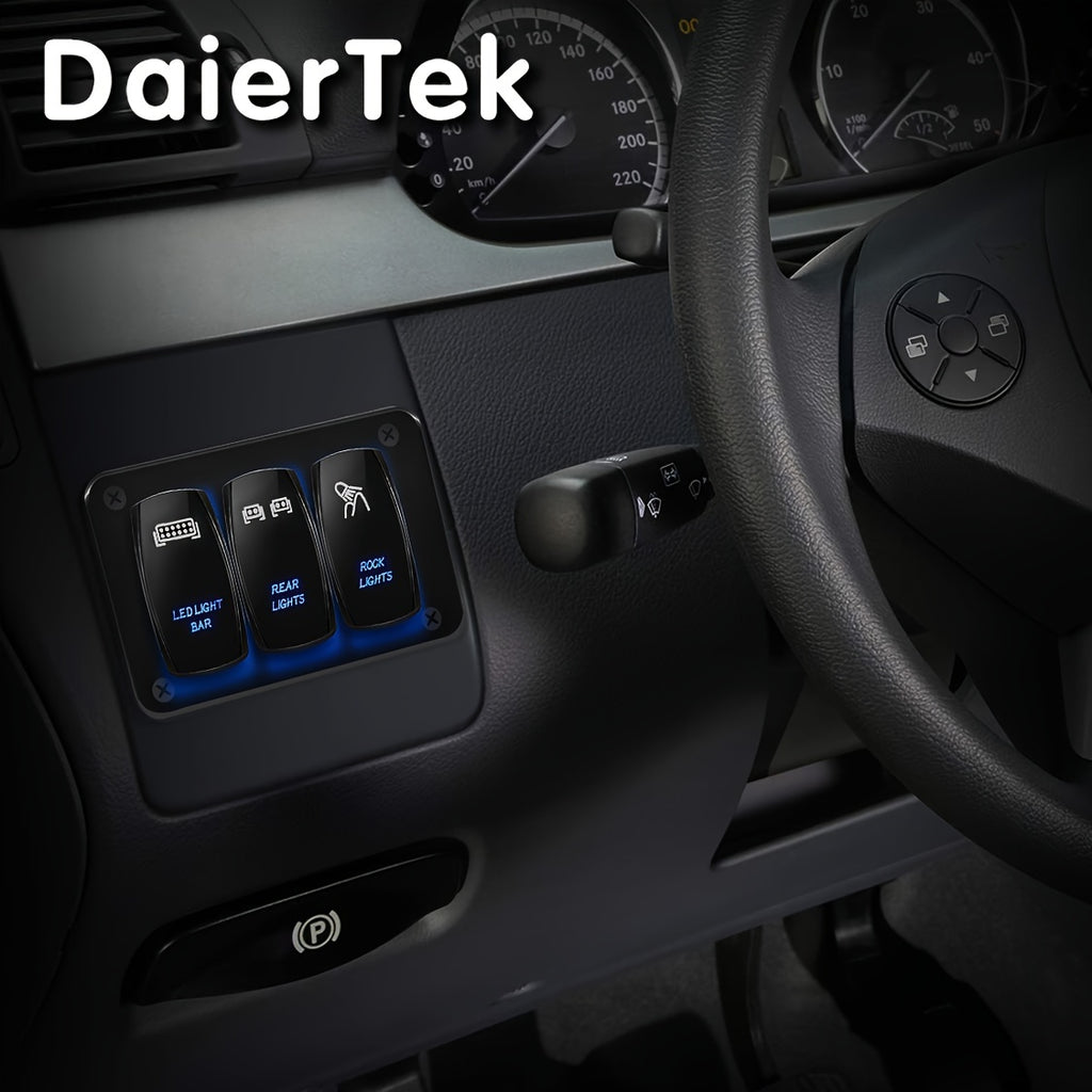 12V 3-Gang Rocker Switch Panel with LED Light Bar Switch -