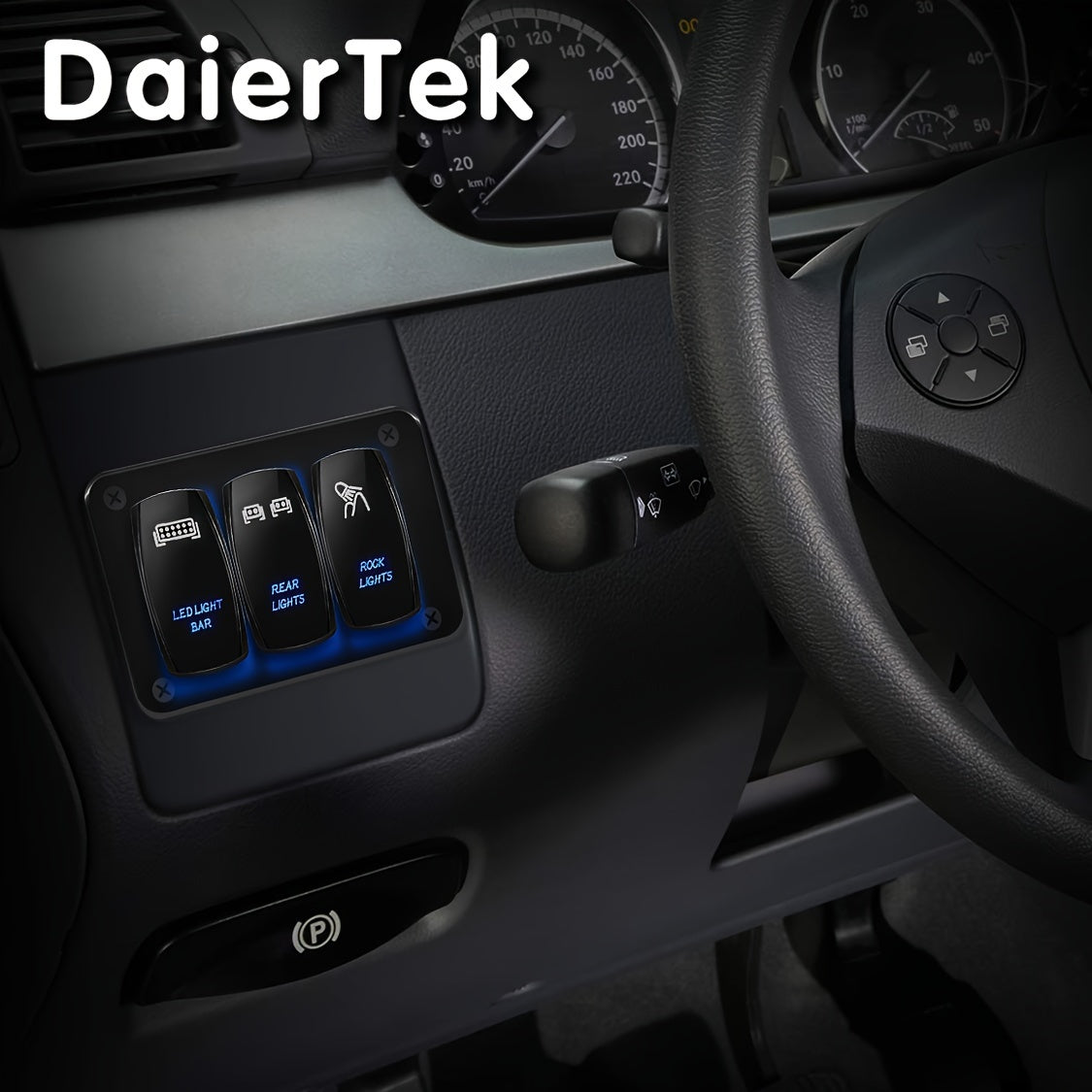 12V 3-Gang Rocker Switch Panel with LED Light Bar Switch -