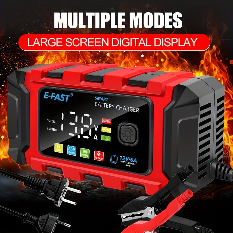 12V 6A Intelligent Car Battery Charger - Advanced Automotive Battery Maintaine