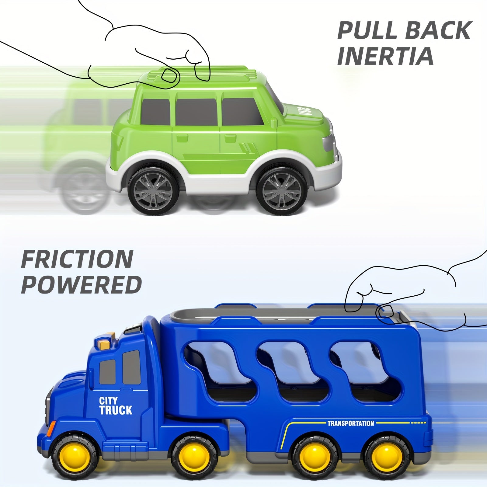 Toys Trucks Cars for Boys, 5in 1 City Truck Car Toys for 3 4 5 Years Old Boys Girls Kids Birthday Gifts, Boy Toys Car Trucks Vehicles Friction Power Toys with Light Sound