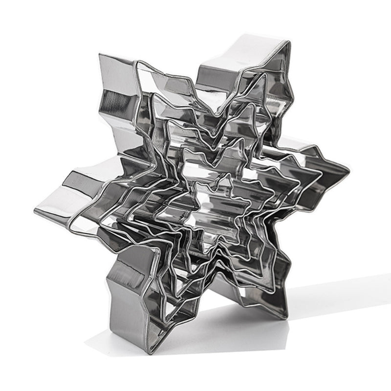 5pcs Snowflake Cookie Molds DIY Baking Stainless Steel Cake Ice Snowflake Handmade Cookie Molds