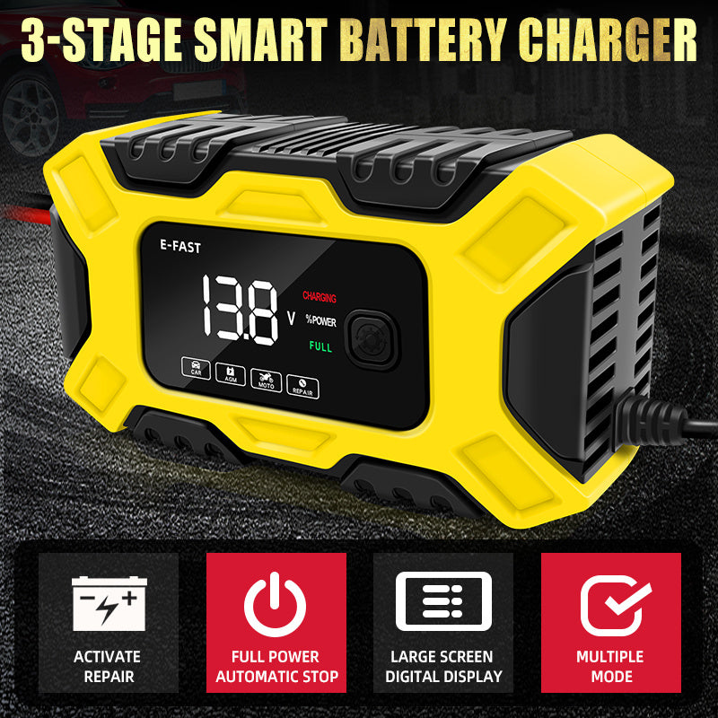 [Besper Smart Battery Charger] Besper 12V 6A Smart Battery Charger - Automatic Pulse Repair - AGM/Gel/Lead Acid Compatible for Cars, Trucks, Motorcycles & Lawn Mowers