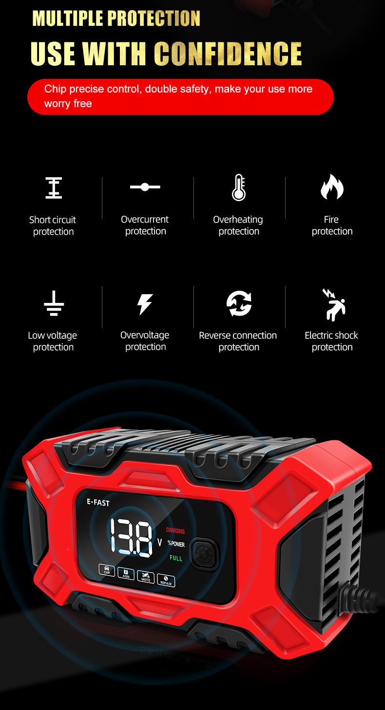 [Besper Smart Battery Charger] Besper 12V 6A Smart Battery Charger - Automatic Pulse Repair - AGM/Gel/Lead Acid Compatible for Cars, Trucks, Motorcycles & Lawn Mowers