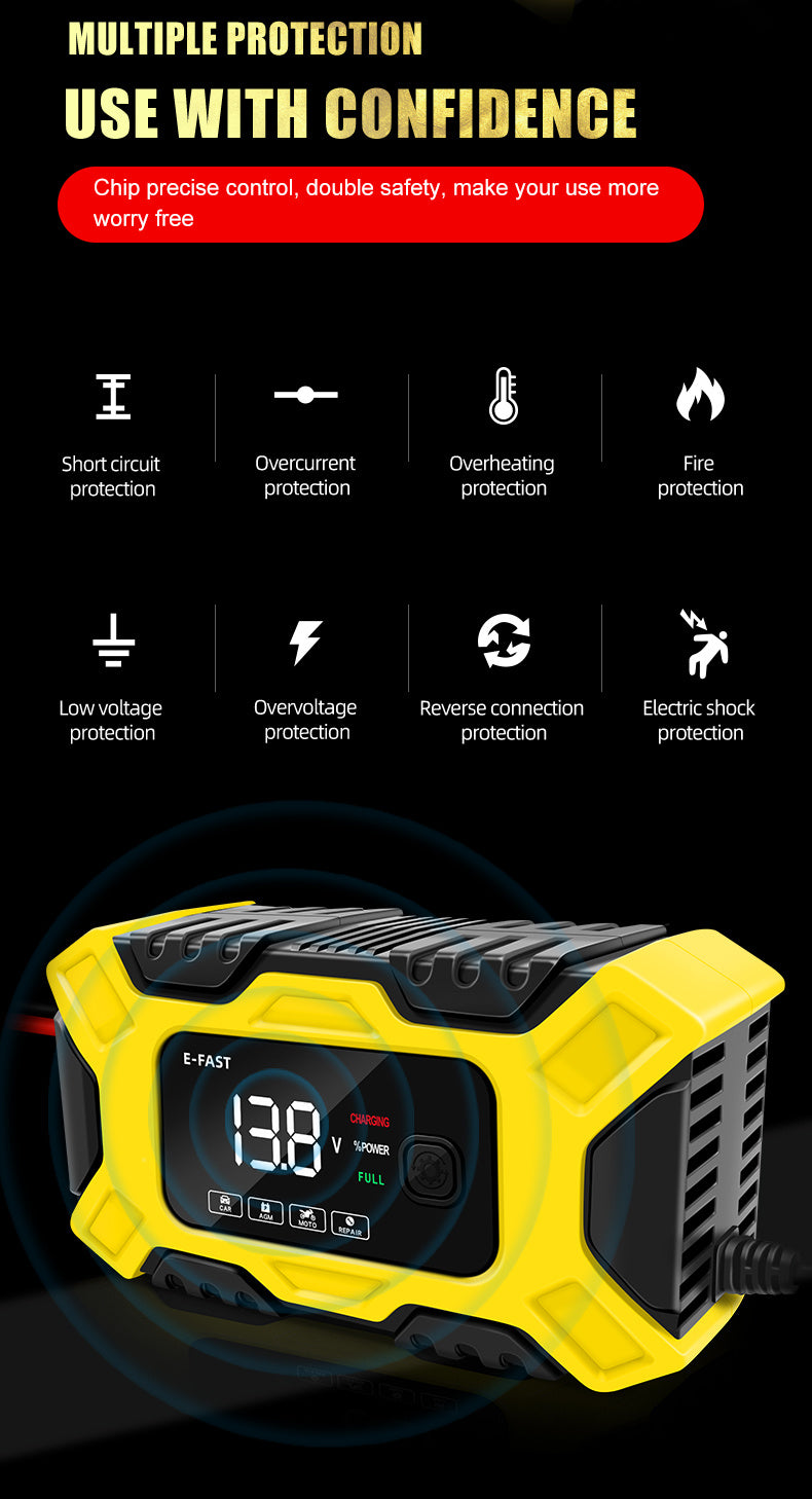 [Besper Smart Battery Charger] Besper 12V 6A Smart Battery Charger - Automatic Pulse Repair - AGM/Gel/Lead Acid Compatible for Cars, Trucks, Motorcycles & Lawn Mowers