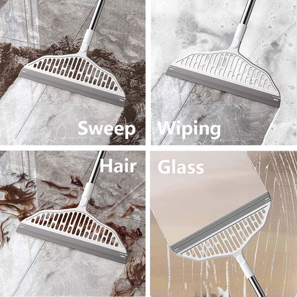 Multifunctional Magic Silicone Broom - Adjustable Rotatable Head, Effective Glass and Fine Dust Sweeper, Perfect for Hard Floor Cleaning, Durable Plastic Handle