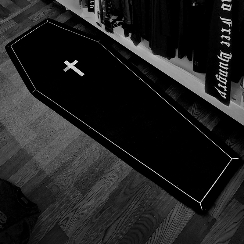 1pc Soft Creative Decorative Rug, Thickened Bedroom Bedside Plush Mat Halloween Cross Light Luxury Living Room Carpet Home Cloakroom Fashion Minimalism Fluffy Rug, Halloween Room Decor Goth