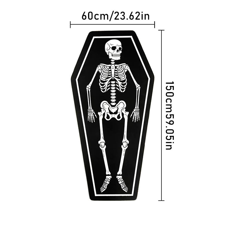 1pc Gothic Skull Rug - Non-Slip, Washable, Dark Style Coffin Board Shape Carpet for Living Room, Bedroom, and Bedside - Halloween Room Decor - Soft, Water Absorbent, Quick Dry Bath Mat - Machine Washable - 31.5 x 78.74 inches