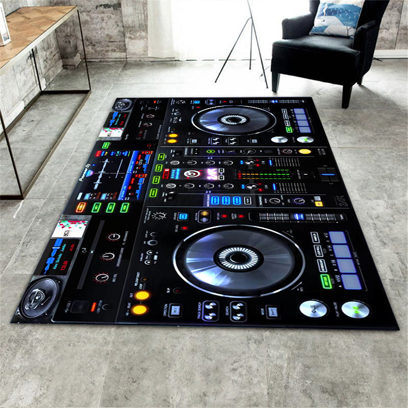 Vibrant DJ-Themed Washable Area Mat - Music-Inspired Design with Turntables & Lights, Durable Polyester Mat for Bedroom, Living Room, or Playroom Decor, Perfect for Halloween, Christmas, Easter, Father'S Day, and Mother'S Day