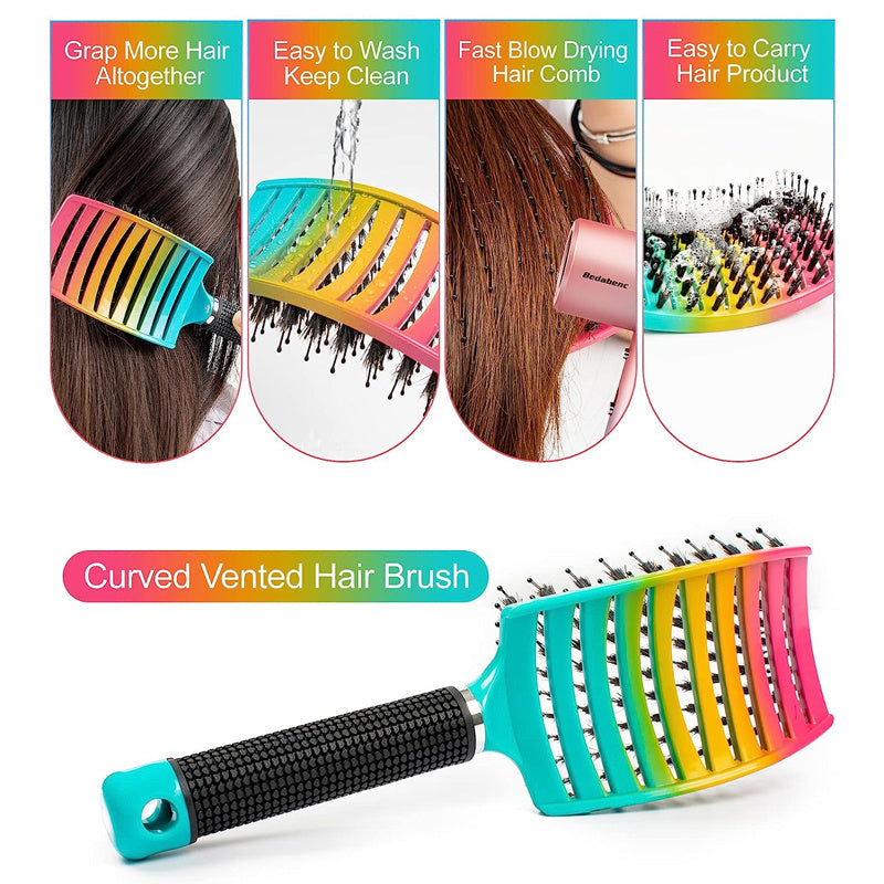 1pc Curved Vented Professional Detangling Hair Brush | Magic Scalp Massage Comb for Women