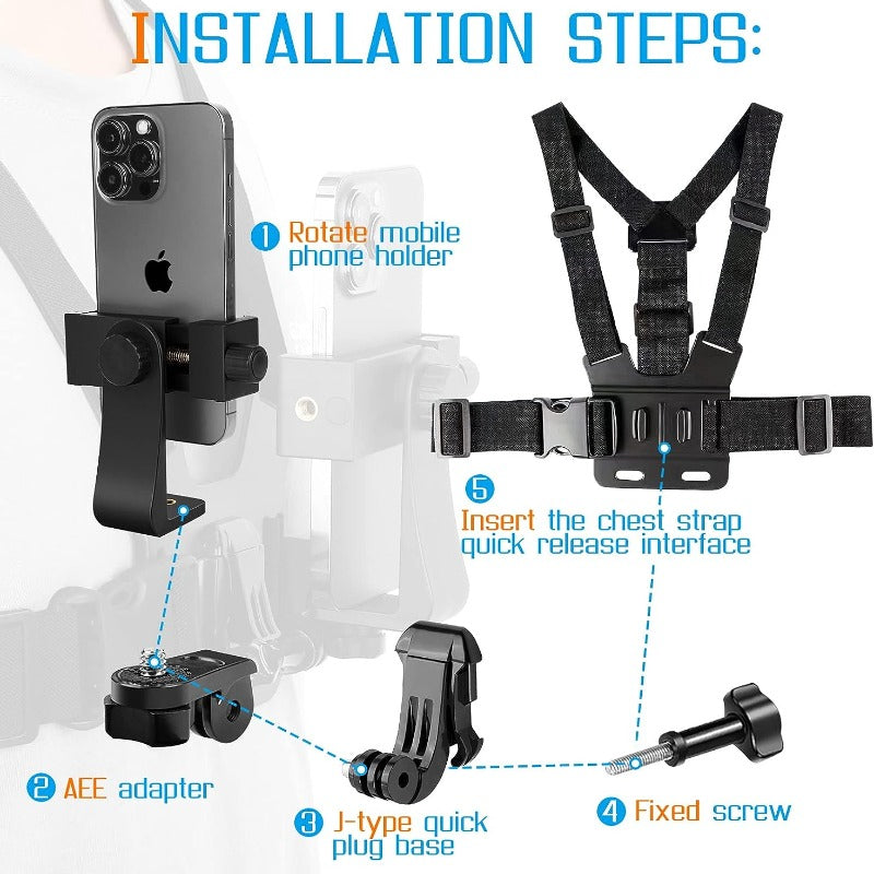 6 In 1 Sports Camera Chest Strap Accessories Chest Fixed Bracket First Person Angle Shooting Bracket