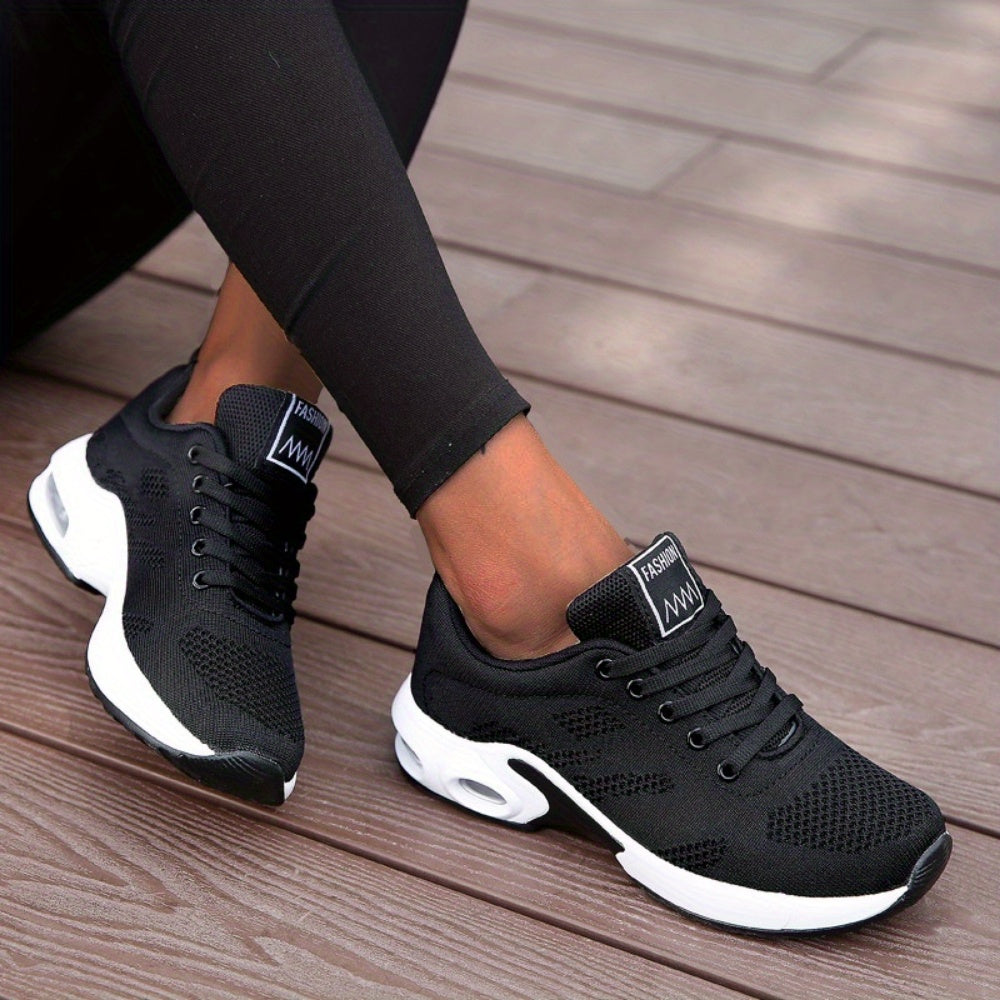 Lightweight Mesh Lace Up Women's Fashion Sneakers, Air Cushion Running Sports Shoes