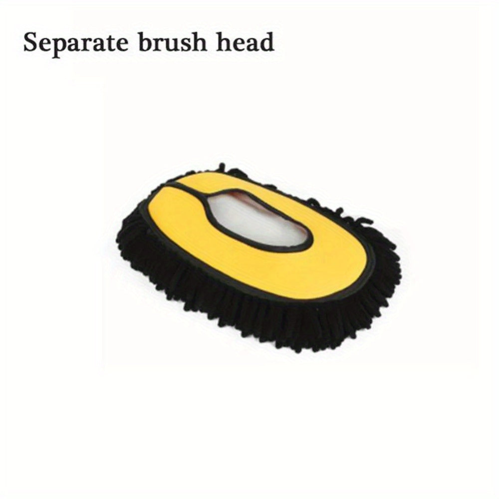 1x Yellow Car Wash Brush Telescoping Long Handle Cleaning Chenille Mop Brushes Tool Kit Direct Installation Universal Fitment