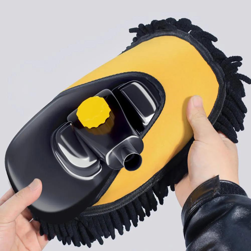 1x Yellow Car Wash Brush Telescoping Long Handle Cleaning Chenille Mop Brushes Tool Kit Direct Installation Universal Fitment