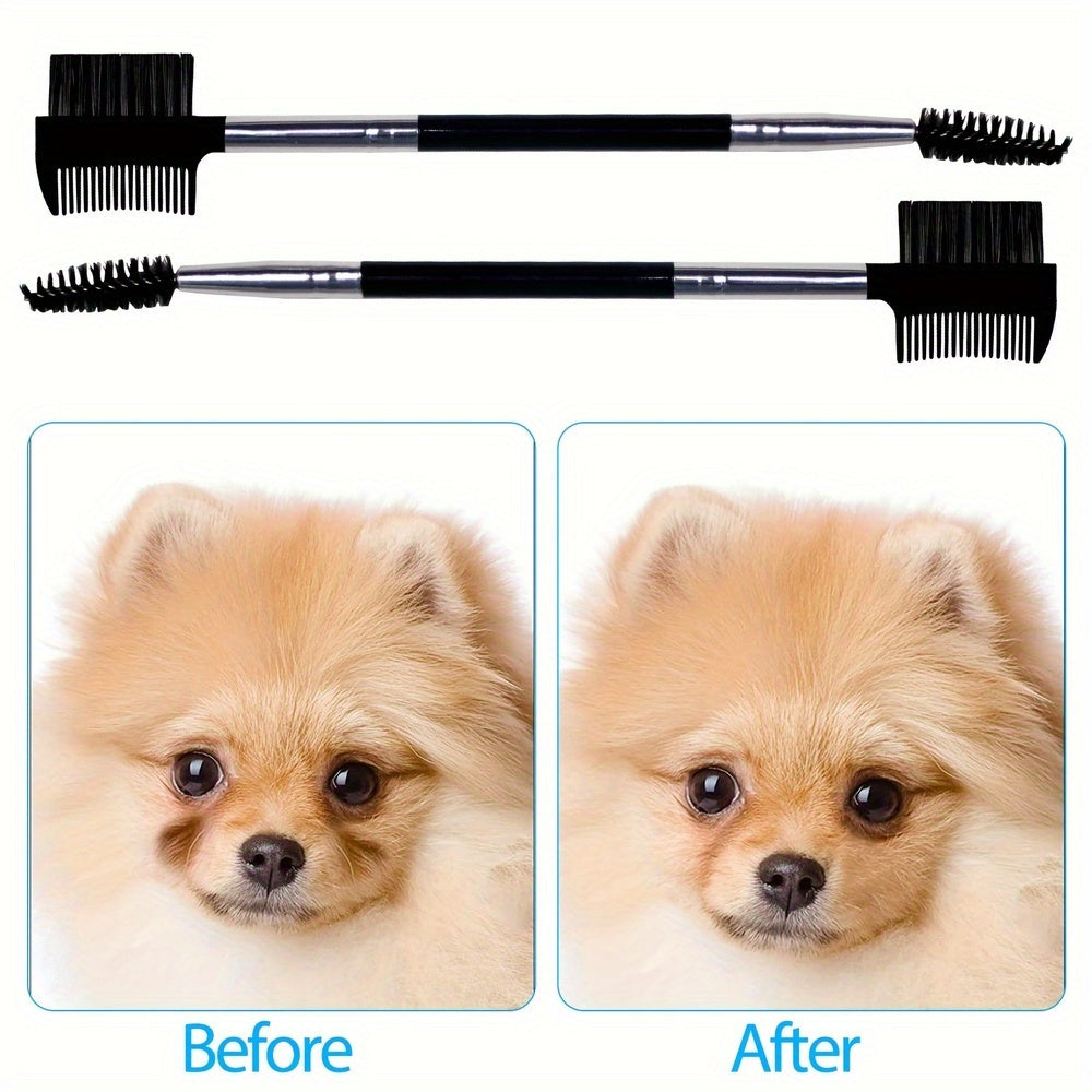 2PCS Dog Tear Comb, Double-Head Dog Eye Brush Dog Eye Cleaning Comb Brush Dog Facial Grooming Comb For Small Dog Cat Tear Stain Remove
