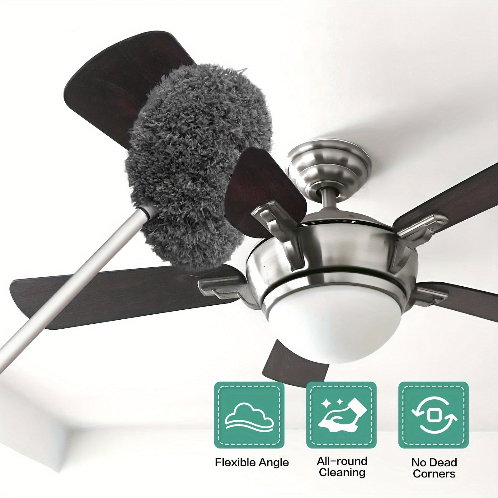 1pc, Microfiber Ceiling Fan Duster with Extension Pole - Removable and Washable Brush for High Ceilings, Fans, Furniture, Cars - Easy Cleaning Tool for Home and Office