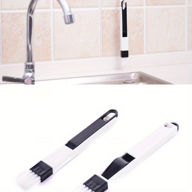 Versatile Crevice Cleaning Brush with Dustpan - Perfect for Window Tracks, Kitchen & Bathroom - No Batteries Required