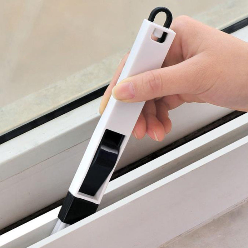 Versatile Crevice Cleaning Brush with Dustpan - Perfect for Window Tracks, Kitchen & Bathroom - No Batteries Required