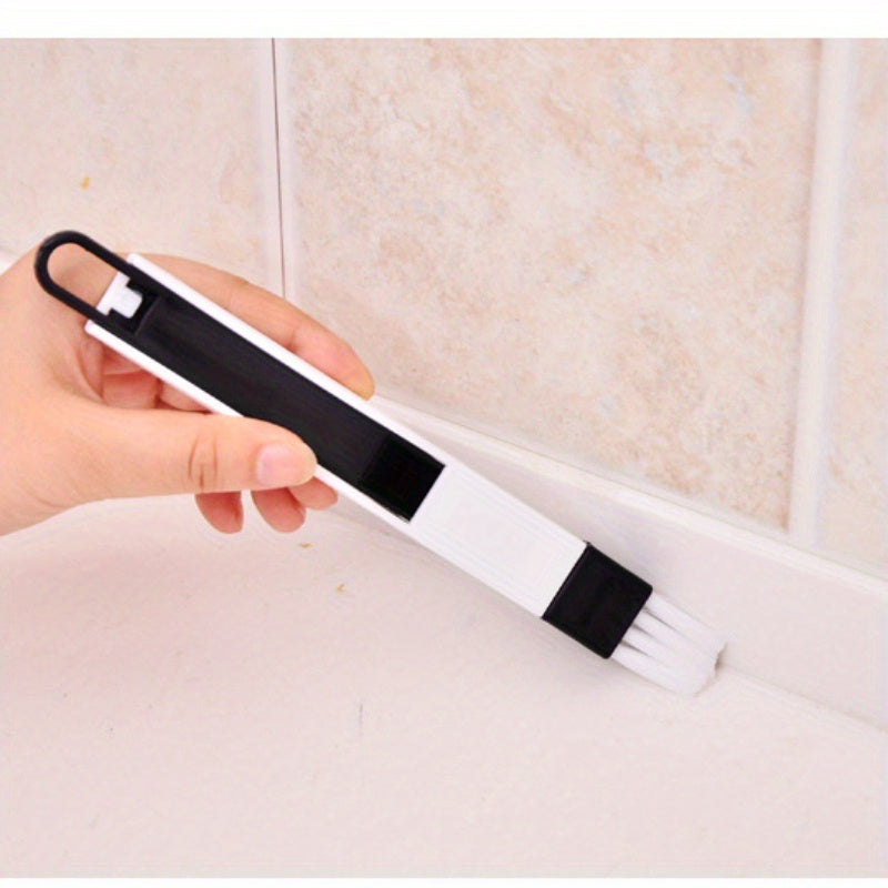 Versatile Crevice Cleaning Brush with Dustpan - Perfect for Window Tracks, Kitchen & Bathroom - No Batteries Required