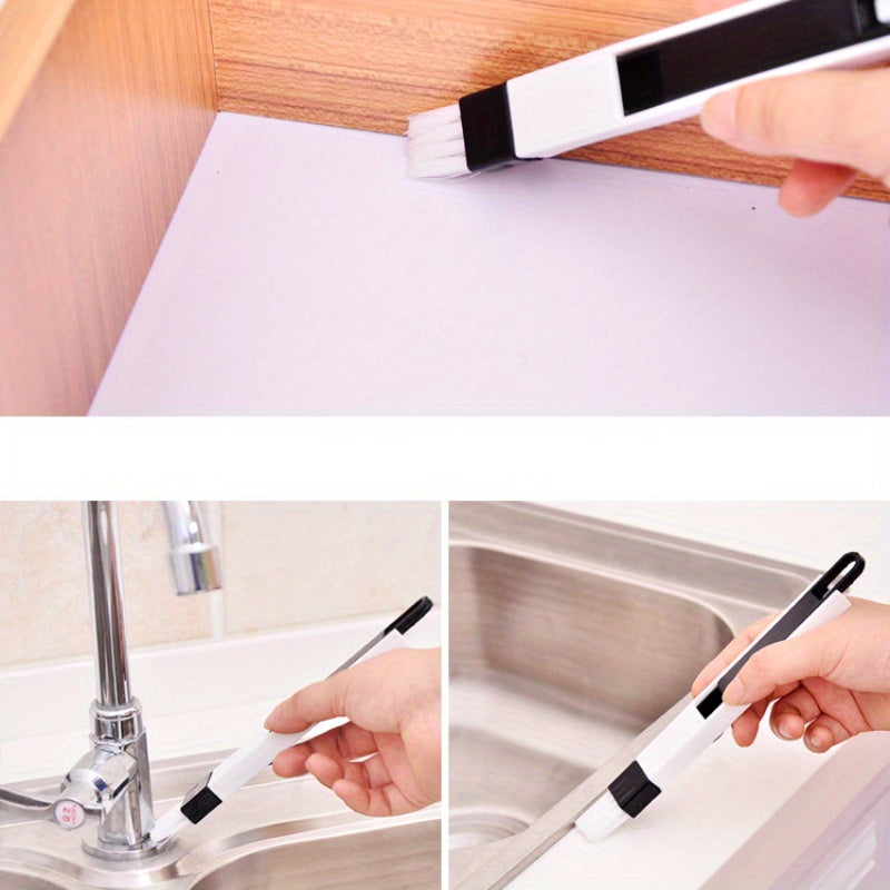 Versatile Crevice Cleaning Brush with Dustpan - Perfect for Window Tracks, Kitchen & Bathroom - No Batteries Required