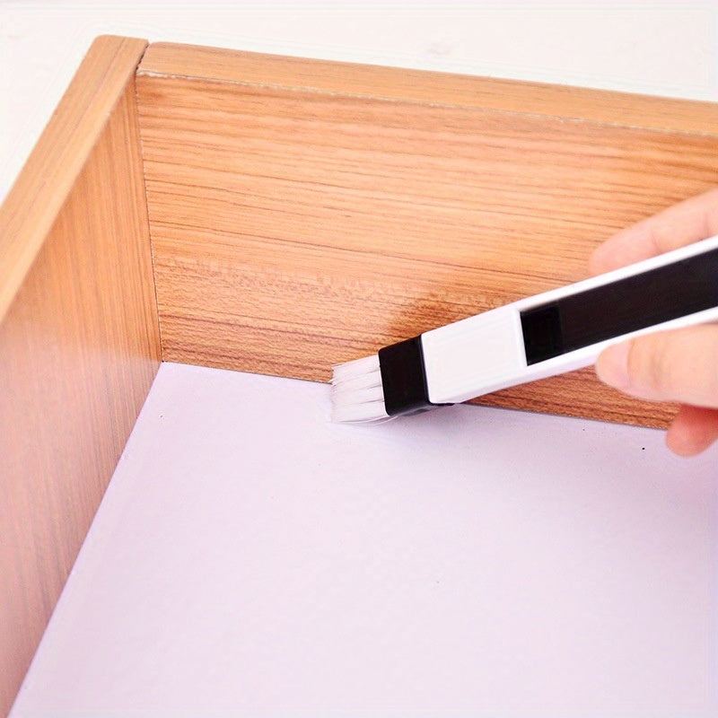 Versatile Crevice Cleaning Brush with Dustpan - Perfect for Window Tracks, Kitchen & Bathroom - No Batteries Required