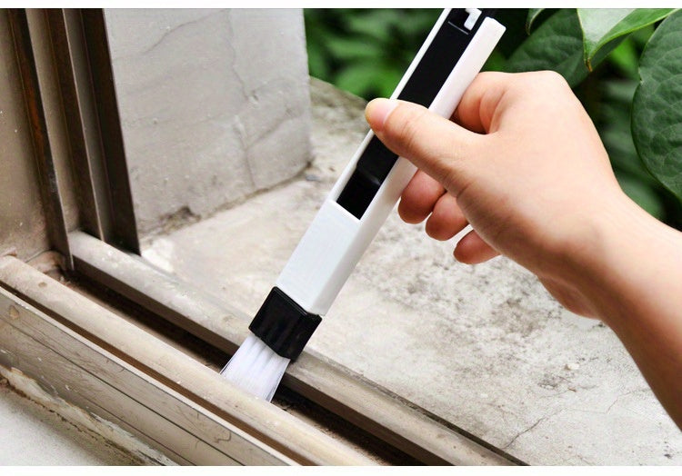 Versatile Crevice Cleaning Brush with Dustpan - Perfect for Window Tracks, Kitchen & Bathroom - No Batteries Required