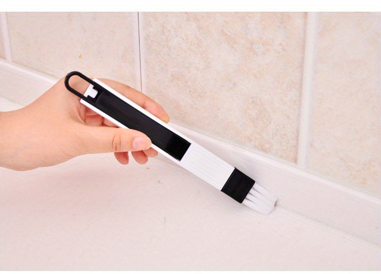 Versatile Crevice Cleaning Brush with Dustpan - Perfect for Window Tracks, Kitchen & Bathroom - No Batteries Required